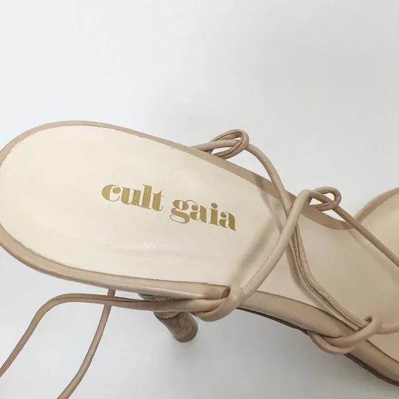 Cult Gaia Soleil Lace Up Leather High Heel Stiletto Sandals Sexy Wedding Guest - Picture 8 of 16